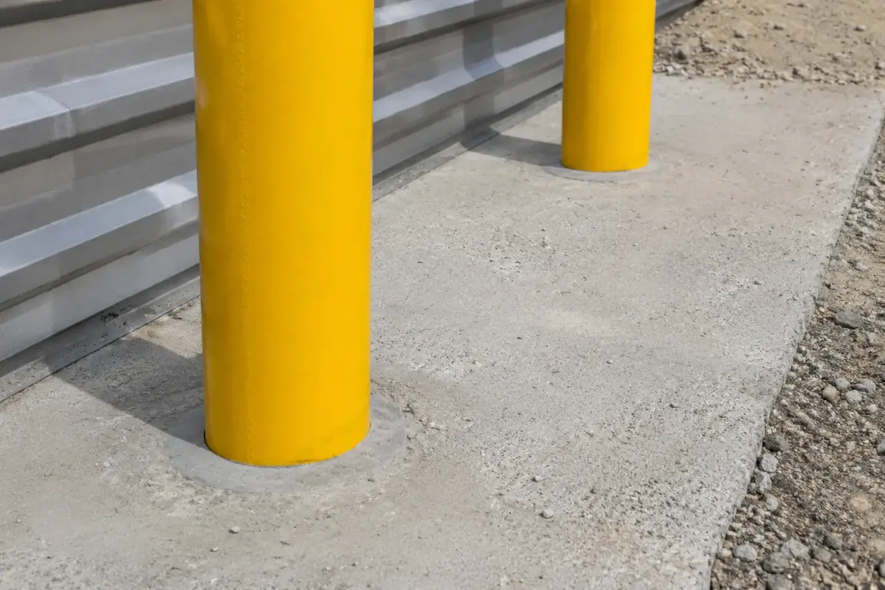 Bollards being fabricated and installed by The Grate Guys