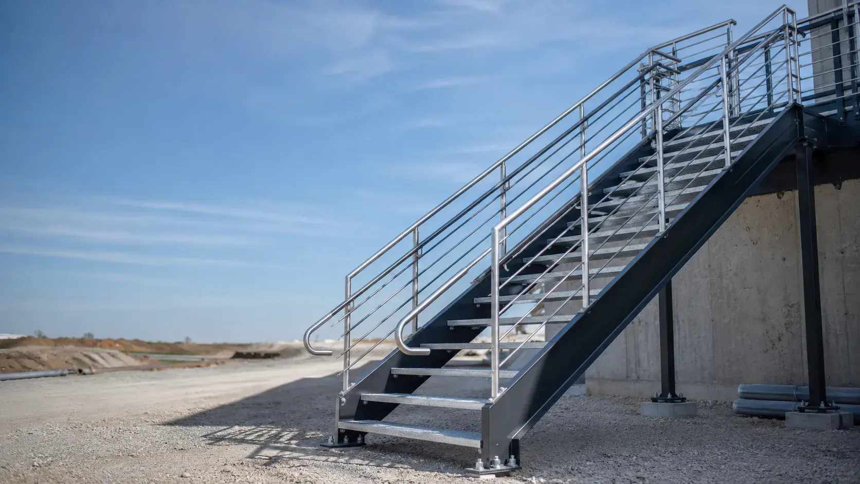 Steel Stairs in Caledon, Ontario, fabricated and installed by The Grate Guys