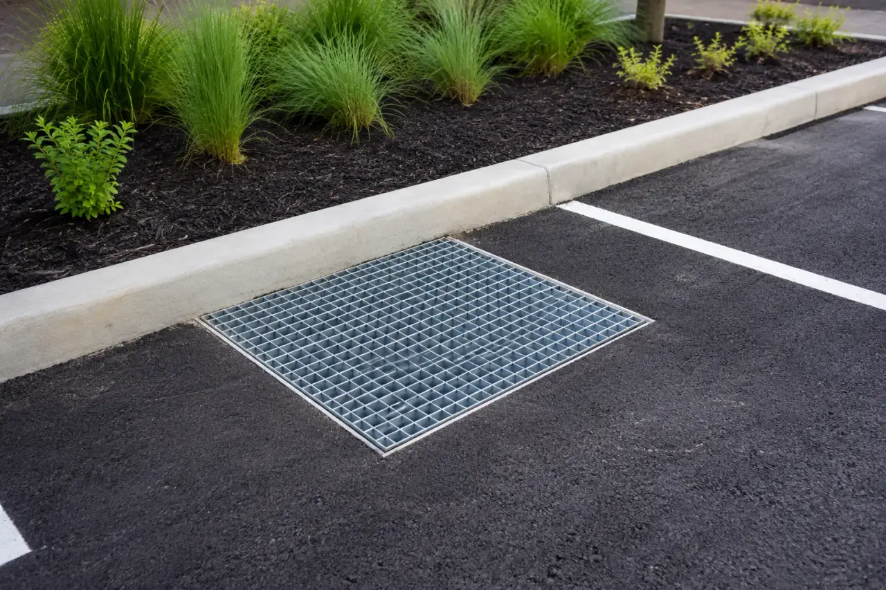 Completed Parking Lot Drainage Repair installation by The Grate Guys
