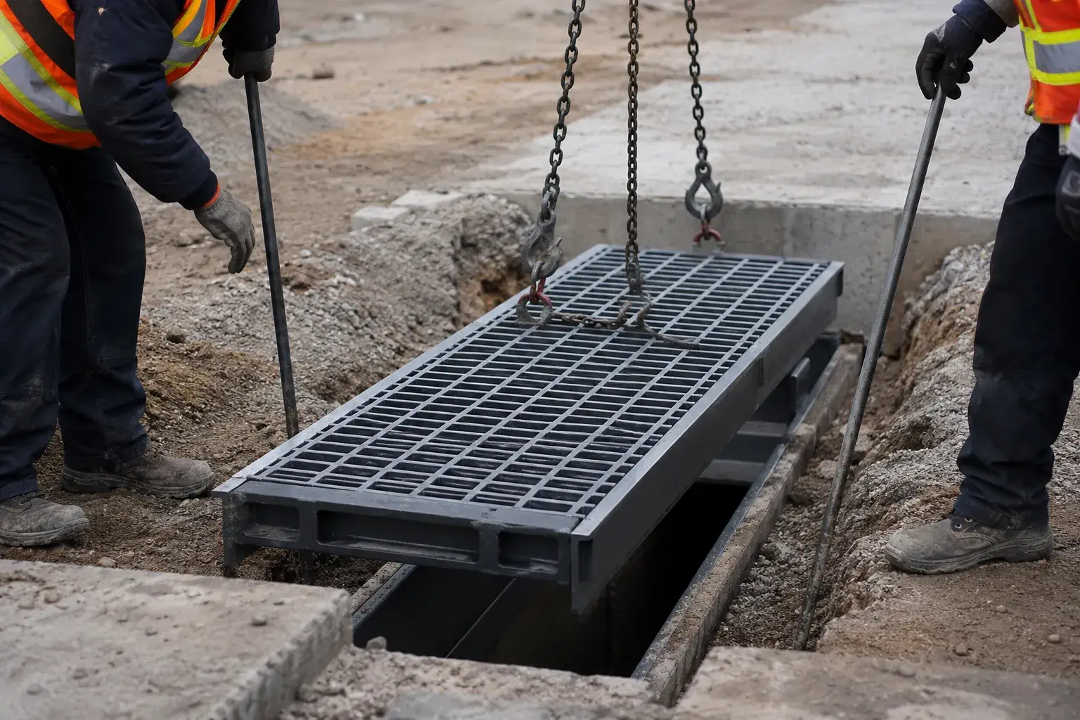 Trench Drain Installation, fabricated and installed by The Grate Guys