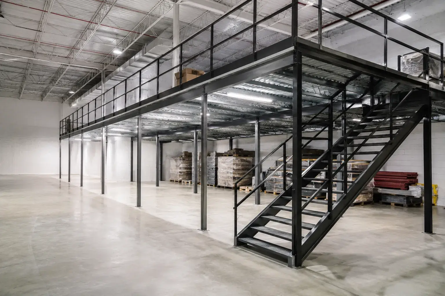 Warehouse Mezzanines in Pickering, Ontario, fabricated and installed by The Grate Guys